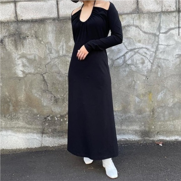 NWOT COS Halter Neck Maxi Dress Black Keyhole Convertible Minimalist Sz Medium - Picture 4 of 17
